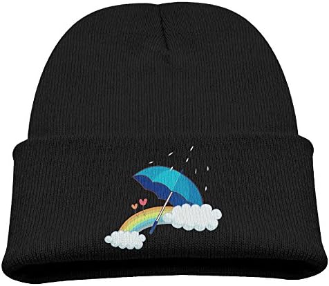 Youth Kids Rainbow Boys And Girls Flexible Wool Winter Kniting Hat For Children Black