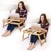Large Size Laptop Desk NNEWVANTE Bamboo Bed Tray Adjustable Foldable Lap Desk Bed Serving w' Tilting Drawer Supports Laptops Up to 18 Inches