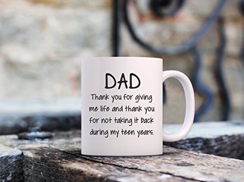 Dad Thank You For Giving Me Life Funny Mug - Best Fathers Day Gifts For Dads, Men From Daughter or Son - Unique Birthday Gift Idea For Him - Cool Present For a Father - Fun Novelty Coffee Cup - 11 oz - Thumbnail 3