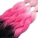 Synthetic Yaki Straight Ombre Jumbo Braiding Hair Extensions High Temperature Fiber Crochet Braids Hairstyles (Black Dark Light Pink)