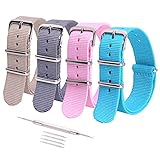 Ritche 16mm 18mm 20mm 22mm 24mm Nato Watch Straps,Nylon Replacement Men Women Bands (Green/Khaki/Pink/Light blue, 20mm)