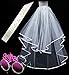 Xline Bride Bachelorette Party favors By Naughty Bachelorette SET White Veil Lace Bride to Be Sash Double Ribbon Cascade Bridal Wedding Veil with Comb and Fun Gold Glasses
