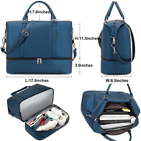 Womens Travel Weekend Bag Waterproof Overnight Carry on Shoulder Duffel Beach Tote Bag (Navy blue) 4 Womens Travel Weekend Bag Waterproof Overnight Carry on Shoulder Duffel Beach Tote Bag (Navy blue)