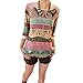 Weixinbuy Women Seven Point Hubble-bubble Sleeves Shirt Splicing Coat BlueXXL