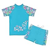HUANQIUE Girls Swimsuit UPF50+ 3-12 Years Two Piece Tankini
