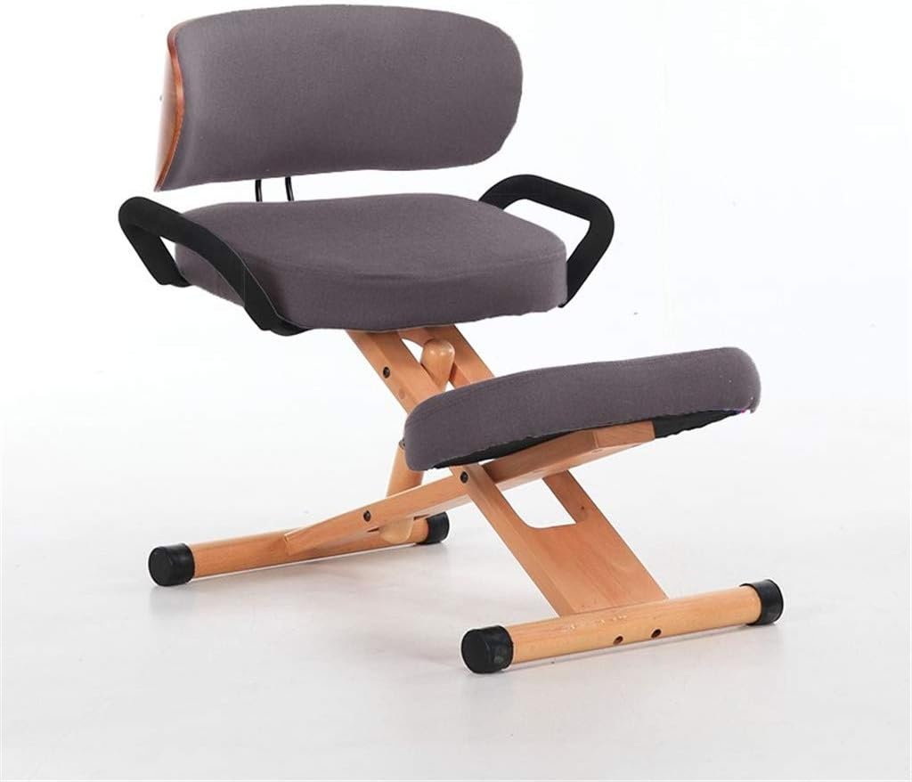 Wuzhengzhijia Solid Wood Correction Posture Chair, Ergonomic Anti-hump And Anti-myopia, Adjustable Back Correction Stool Neck Pain And Spine Tension Relief Knee Chair (Color : Gray)