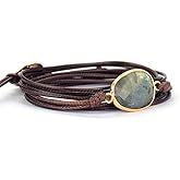 ZOSOJONA Women Wrap Bracelet Boho Natural Jasper Crystal Stone Beads Strand Bracelets