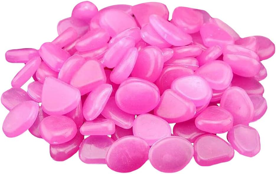 Toyvian Glow in the Dark Pebbles Luminous Gravel Cobblestones Rocks Stones for Aquarium Fish Tank Garden Yard Walkway Decorations Vase Filler 100pcs (Purple)