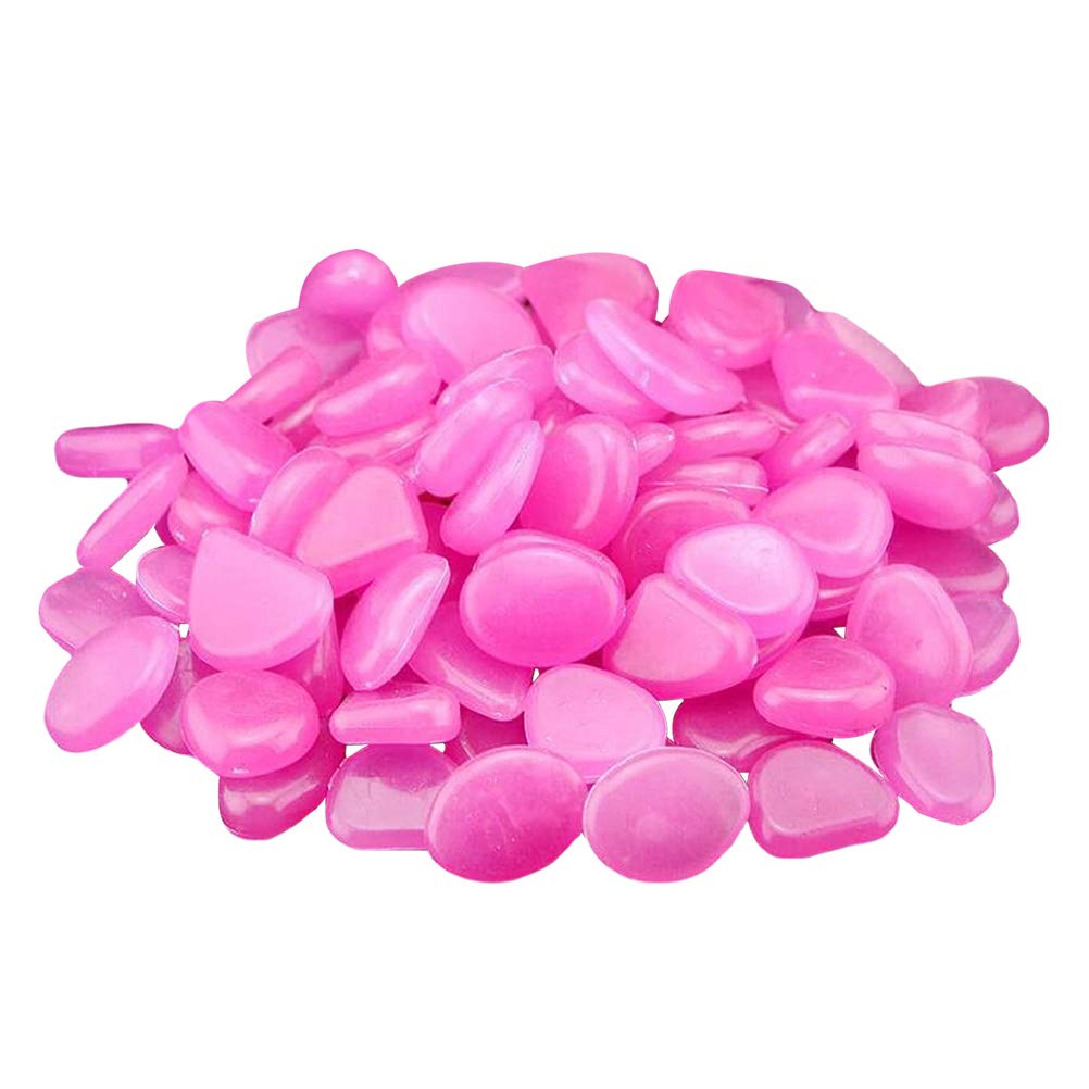 Toyvian Glow in the Dark Pebbles Luminous Gravel Cobblestones Rocks Stones for Aquarium Fish Tank Garden Yard Walkway Decorations Vase Filler 100pcs (Purple)