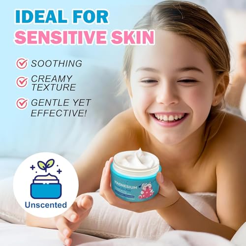 Magnesium Lotion For Kids & Babies, Bedtime Cream For Sleep, Leg Cramps, Lavender Calming Magnesium Oil Lotion For Bone & Muscle Relaxation, Apply to Feet