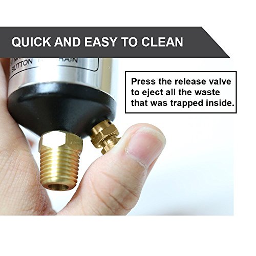 Jewboer 2-pack Oil Water Separator Filter for Air Compressor Spray Paint Gun Air Tools,Plasma Cuttersand Air Lines,1/4" NPT Inlet and Outlet,with Quick Connector - Thumbnail 3