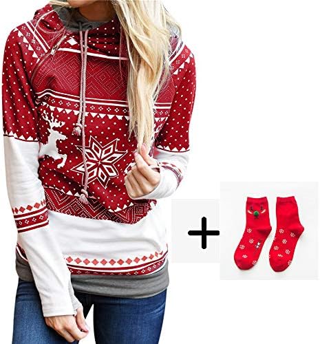 Simayixx Sweatshirts for Women Reindeer Ugly Christmas Sweater Xmas Snowflake Pullover Jumper Tops(S-2XL)