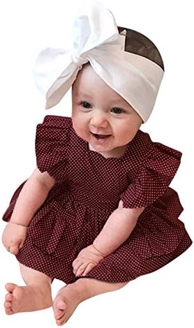 Putars Baby Clothing Infant Baby Girls' 2PCS Cotton Heart Dress+Headband Clothes Casual Skirt Set 6 Months-24 Months