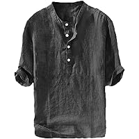 Amazon.com: Men's Fashion Cotton Linen Shirt Long Sleeve