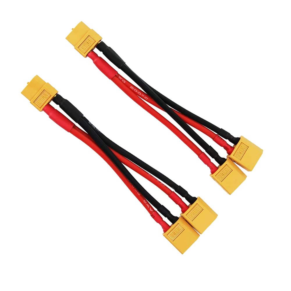 Boladge 2-Pack Parallel XT60 Battery Connector Y Splitter 1 Female XT60 Connector to 2 Male XT60 Connector Y-harness for DJI Phantom RC Mode Helicopter Quadcopter