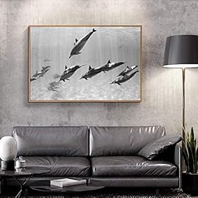 Floating Framed Canvas Wall Art for Living Room, Bedroom Black and White Wild Animal Canvas Prints for Home Decoration Ready to Hang - 16x24 inches