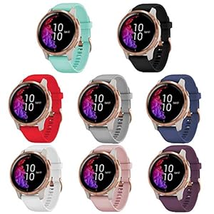 TECKMICO 8PCS Bands Compatible with Garmin Venu,20mm Silicone Replacement bands with Rose Gold buckle for Garmin Venu…