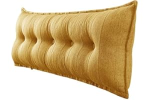 WOWMAX Rectangular Headboard Pillow Bolster Pillow for Bed Back Rest Pillow for Sitting in Bed Daybed Pillows Back Support Pillow for Bed Reading Pillow Yellow Queen