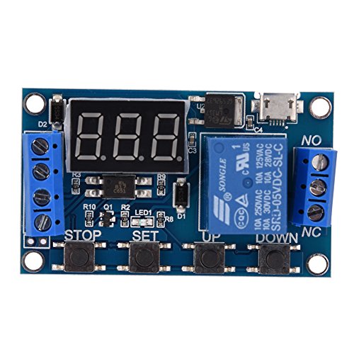 Timer Switch Module, Akozon Timer Relay Switch Module DC 6V~30V Trigger Delay On/Off Cycle with Digit LED Display Micro USB 5V