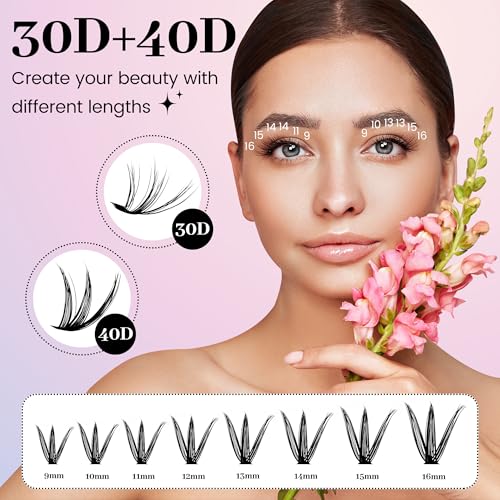 Pestañas Postizas Kit Completo, Mezcla 30D 40D Con Unión Y Sellado De De Sujeción Fuerte,De Extensión De, Kit De Racimos De Pestañas Todo En 1 Con 320 Pestañas Individuales