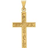 Sonia Jewels Solid 14k Yellow Gold Cross Crucifix Charm Pendant (18mm x 12mm)