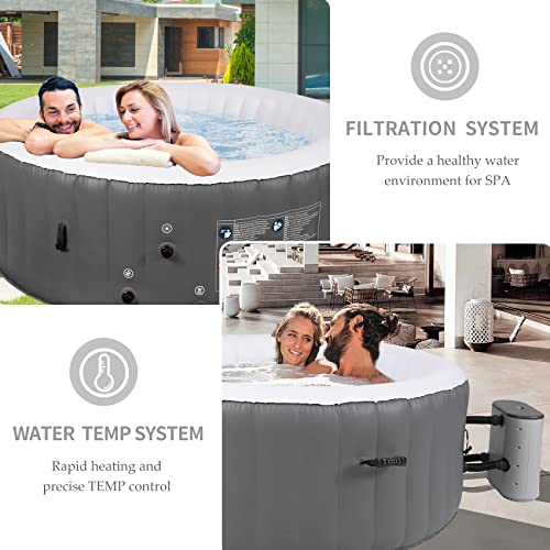 UPWELL Inflatable Hot Tub Spa 71 x 26 Inch 4 Person Portable Hot Tub