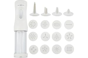 Electric Cookie Press, DIY Cookie Maker Set with 12 Molds and 4 Decorating Nozzles Electric Cookie Decorating Tool for Cake D