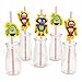 Big Dot of Happiness Robots Paper Straw Decor - Baby Shower or Birthday Party Striped Decorative Straws - Set of 24
