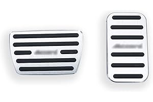 BOYUER Anti-Slip No Drilling Aluminum Brake and Gas Accelerator Pedal Covers for Honda Accord LX EX-L TOURING EX 9th 10th 2014-2022 (Not Fit Sport) Foot Pedal Pads Kit 2PCS (SILVER)