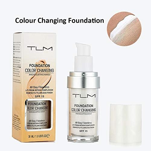 TLM 30ml Flawless Colour Changing Foundation Makeup Base Warm Skin Tone Nude Face Moisturizing Liquid Cover Concealer Long-Lasting