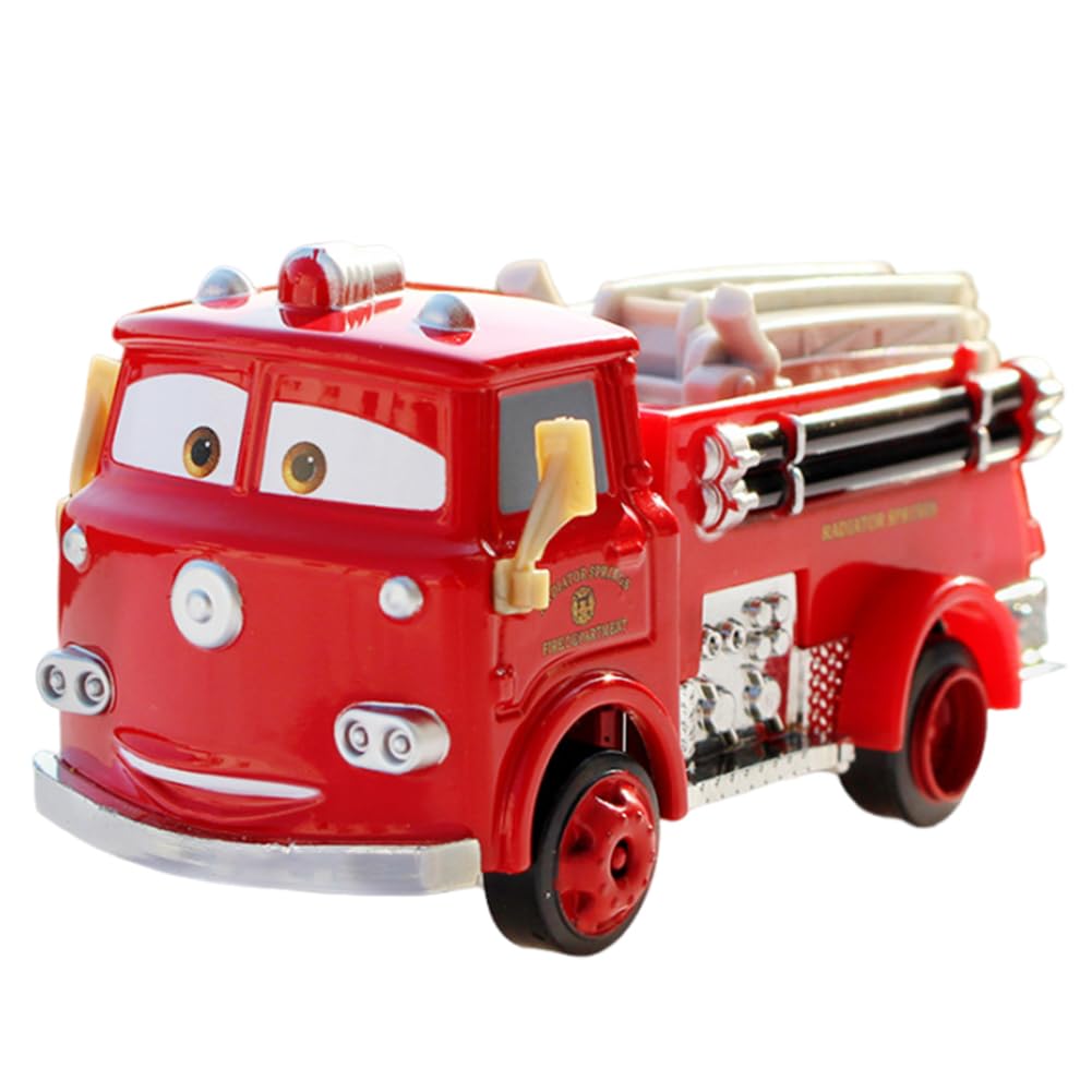 RFJYGWQM Cars Toys Fire Engine Die-Cast Cars Kids Mini Play Vehicle Collectable Alloy Racing Model Lightning McQueen Cartoon Shock Resistant Red Mini Male Kid