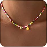 Turandoss Softball/Soccer/Volleyball/Basketball Necklace for Girls Women - Colorful Beaded Dainty Heart Pendant Necklaces for Women Her Kids Personalized Jewelry Gifts