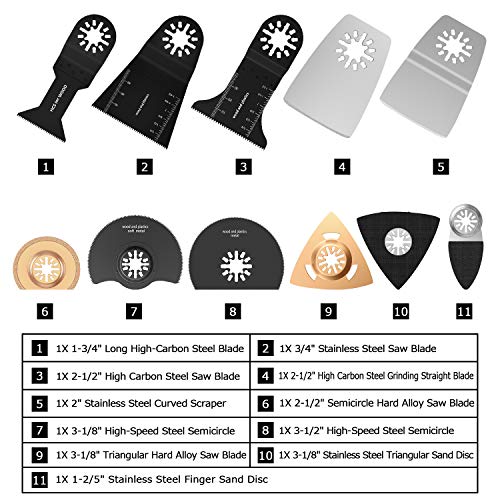 HOTBEST 100Pcs Oscillating Accessory Kit Mixed Multitool Metal Wood Oscillating Saw Blades for Sanding Grinding Cutting - Thumbnail 3