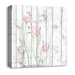 Canvas Wall Art Beautiful Flowers Painting Artwork for Home Prints Framed - 12x12 inches