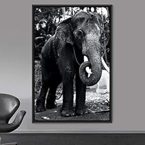 signwin Framed Canvas Wall Art Duotone Elephants Animals...