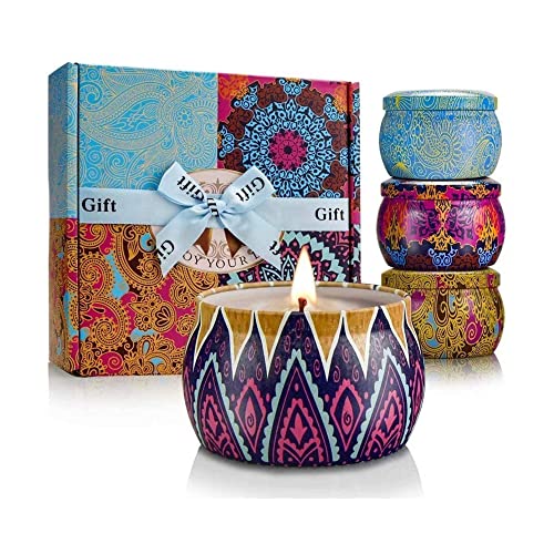Scented Candles Gift Set for Women, 4 Pack Soy Wax Candles for