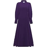 ceiyast Women Clergy Dresses with Collar Minister Church Dress Long Elegant Summer A-Line Dress