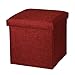 NISUNS OT01 Folding Storage Ottoman Cube Footrest Seat, 12 X 12 X 12 Inches (Linen Wine Red)
