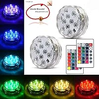 Underwater Submersible LED Lights Waterproof Multi Color Battery Operated Remote Control Wireless LED lights for Hot Tub,Pond,Pool,Fountain,Waterfall,Aquarium,Party,Vase Base,Christmas,IP68 2pack