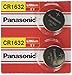 Panasonic Battery - 2 PACK- CR1632 3V 3 Volt Lithium Coin Size Battery
