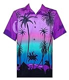 Hawaiian Shirt 42 Mens Allover Coconut Tree Beach Aloha Party Purple 2XL