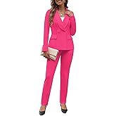 Women's Fall Business Pant Suit Long Sleeve Formal 2 Piece Blazer Set Casual Office Work Outfits 2024