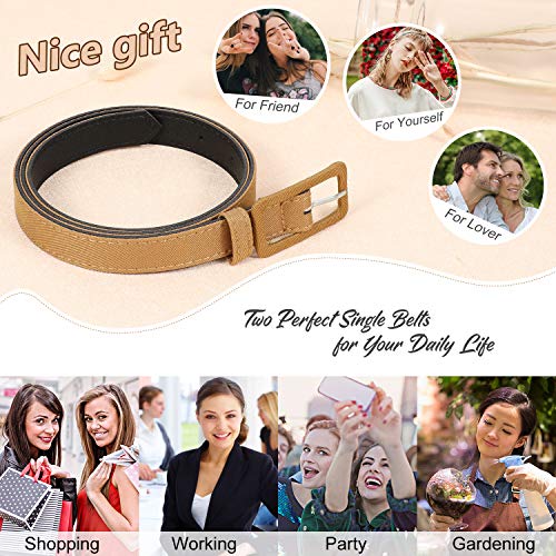 JASGOOD Women Skinny Waist Belt Single Color Basic Thin Belt for Dress Jeans Pants 0.75 inch Wide 2 Pack, Black+Brown Perfect for Waist Size 30\