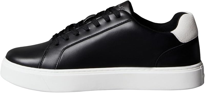Herren Cupsole Sneaker Classic Laceup aus Leder, Schwarz (Black/Bright White), 42
