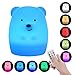 Baby Night Light, 9 Colors 4 Modes Remote Control & Tap Control Soft Silicone Rechargeable Colorful Night Lamp for Girl Lady Kid Baby Bedroom Nursery and Gifts, Bear