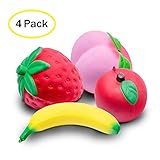 Gila3 4 Pack Jumbo Squishies Slow Rising - Banana, Peach, Strawberry And Apple Fruit Squishy - Cream Scented Kawaii Toy - Set of 4 Huge Squishies.
