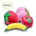 Gila3 4 Pack Jumbo Squishies Slow Rising - Banana, Peach, Strawberry And Apple Fruit Squishy - Cream Scented Kawaii Toy - Set of 4 Huge Squishies.