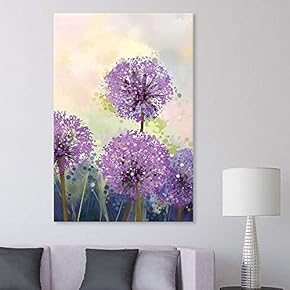 Canvas Wall Art - Watercolor Style Purple Flowers - Giclee Print Gallery Wrap Modern Home Art Ready to Hang - 12x18 inches