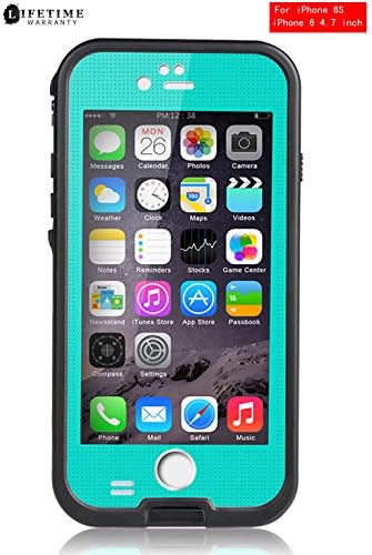 AOWOTO Cases for iPhone 6 / iPhone 6s Waterproof Case 4.7 inch , [Grid Series] 6.6ft Depth Under Water Dirtpoof Shockproof Snowproof protective Cover ( Grass Blue / Teal )