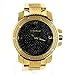 Techno Mens Hip Hop Iced Out Luxury Baller Diamond Bezel Analog Wristwatch Gold, Black Dial